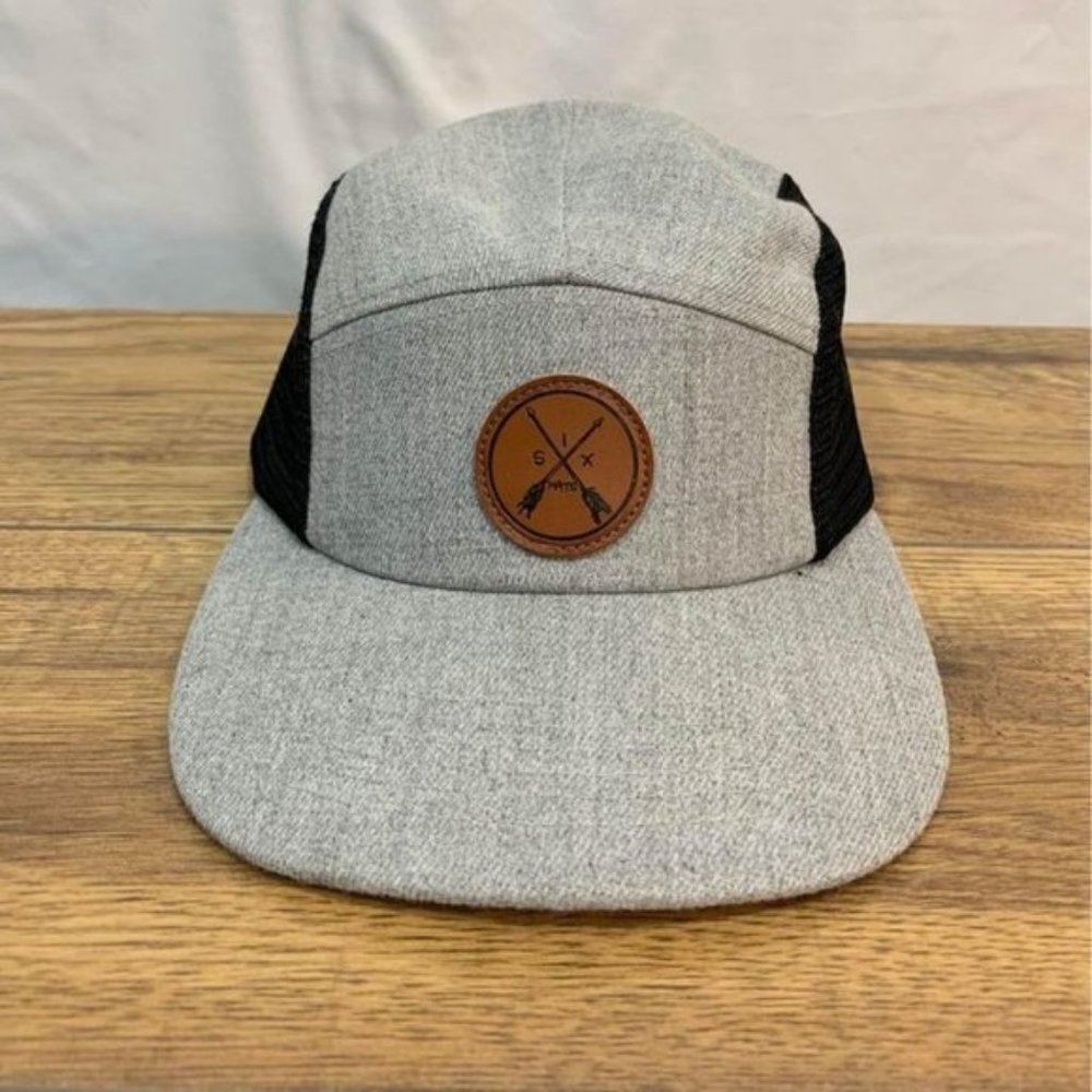 SIX hats flat brim hat. Gray/black. Adjustable. NWOT. Adult.